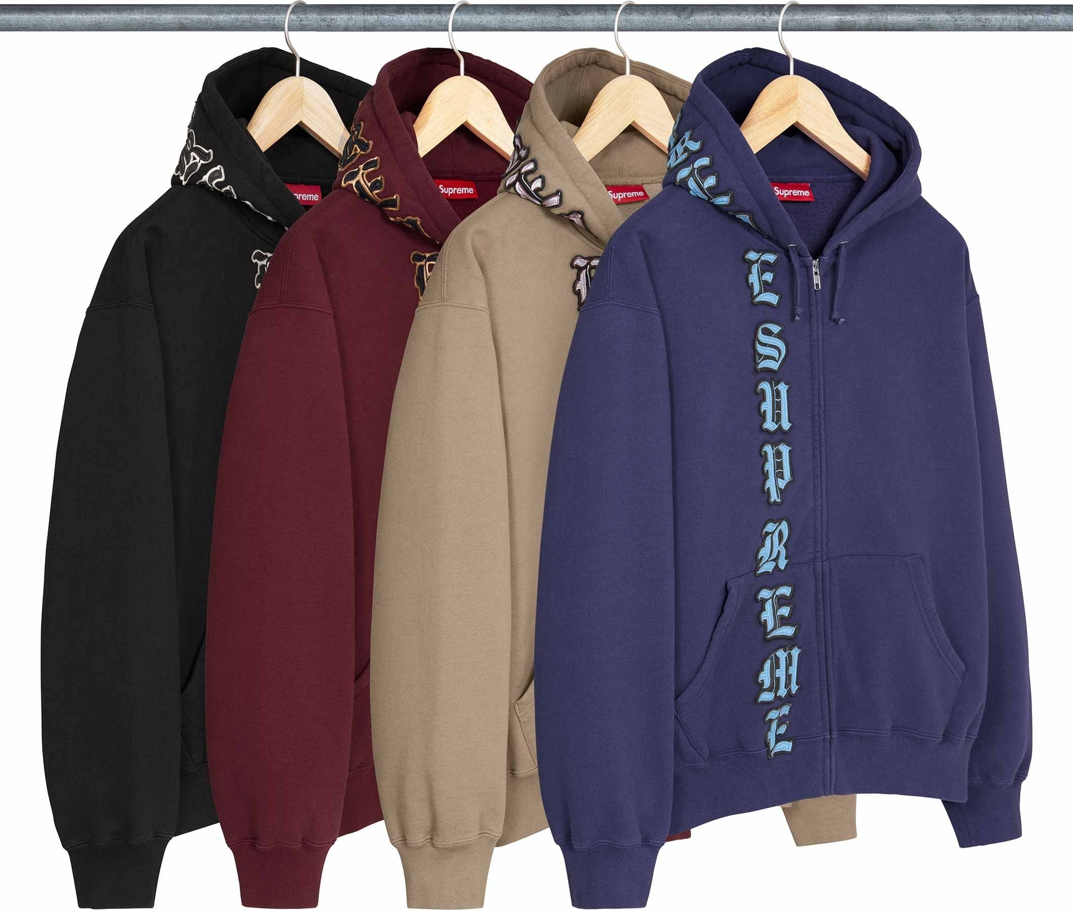 Leather Appliqué Zip Up Hooded Sweatshirt view 4